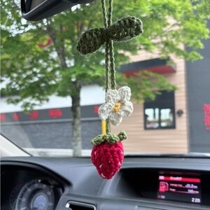 Crochet Strawberry Car Hanging Charm